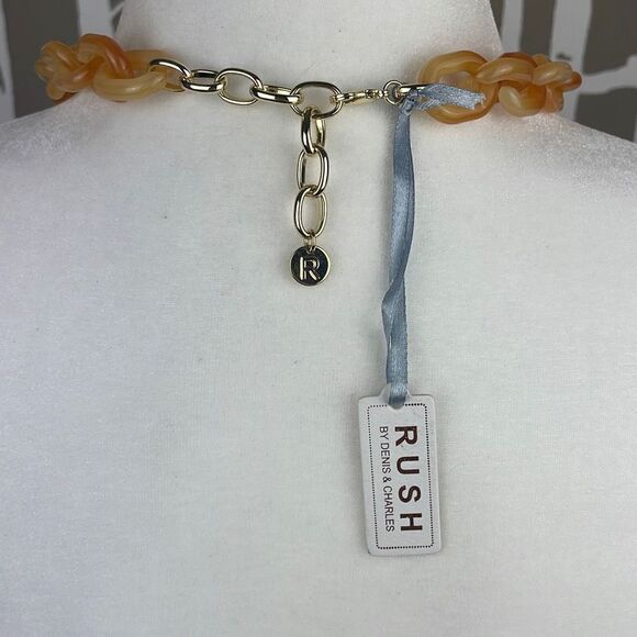 Rush By Denis & Charles Plastic Shades of Amber Chain Link Necklace NEW - Picture 5 of 5
